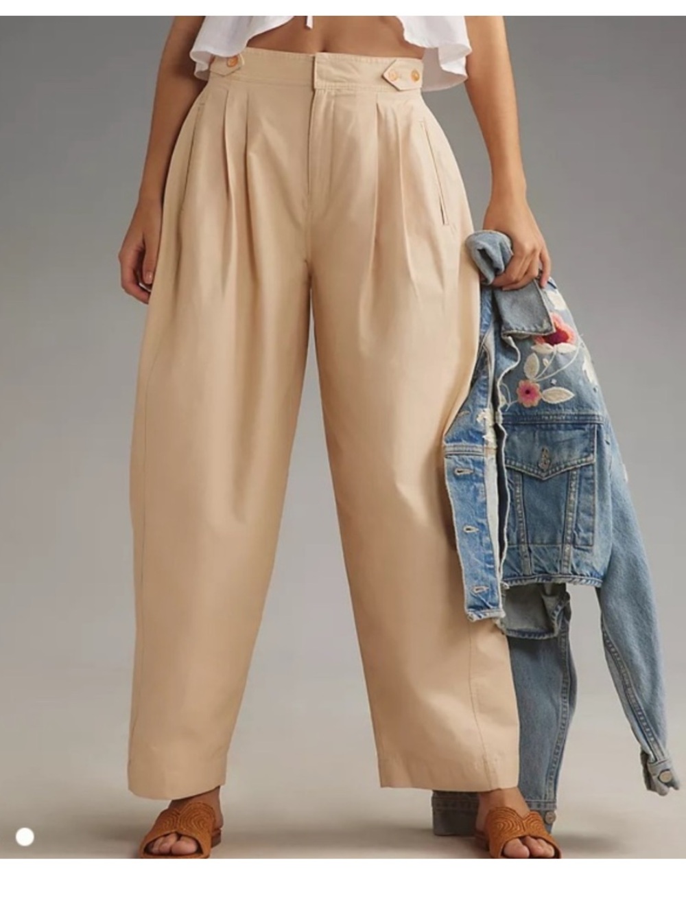 Anthropologie Maeve Utility Barrel High-Waist Pants in
Beige